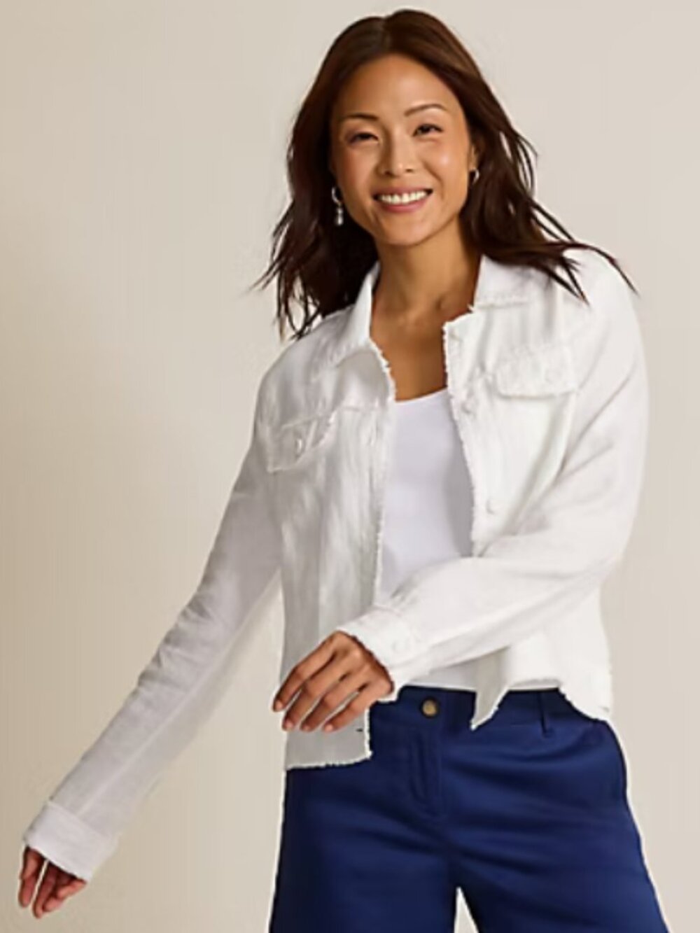 Tommy Bahama White Two Palms 100% Linen Raw-Edge Jacket Womens size S
